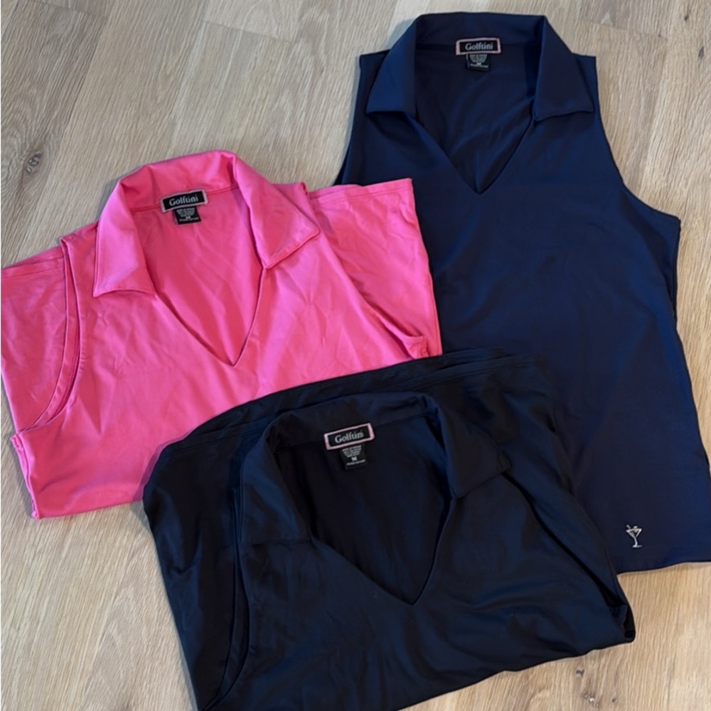 Golftini Women's Sleeveless Tops - Pink, Navy, and Black